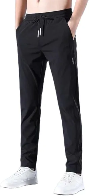 Cotton Linen Pants for Men Casual Loose Fit Pants Outdoor Hiking Trousers Drawstring Elastic Waist Straight Leg Pant