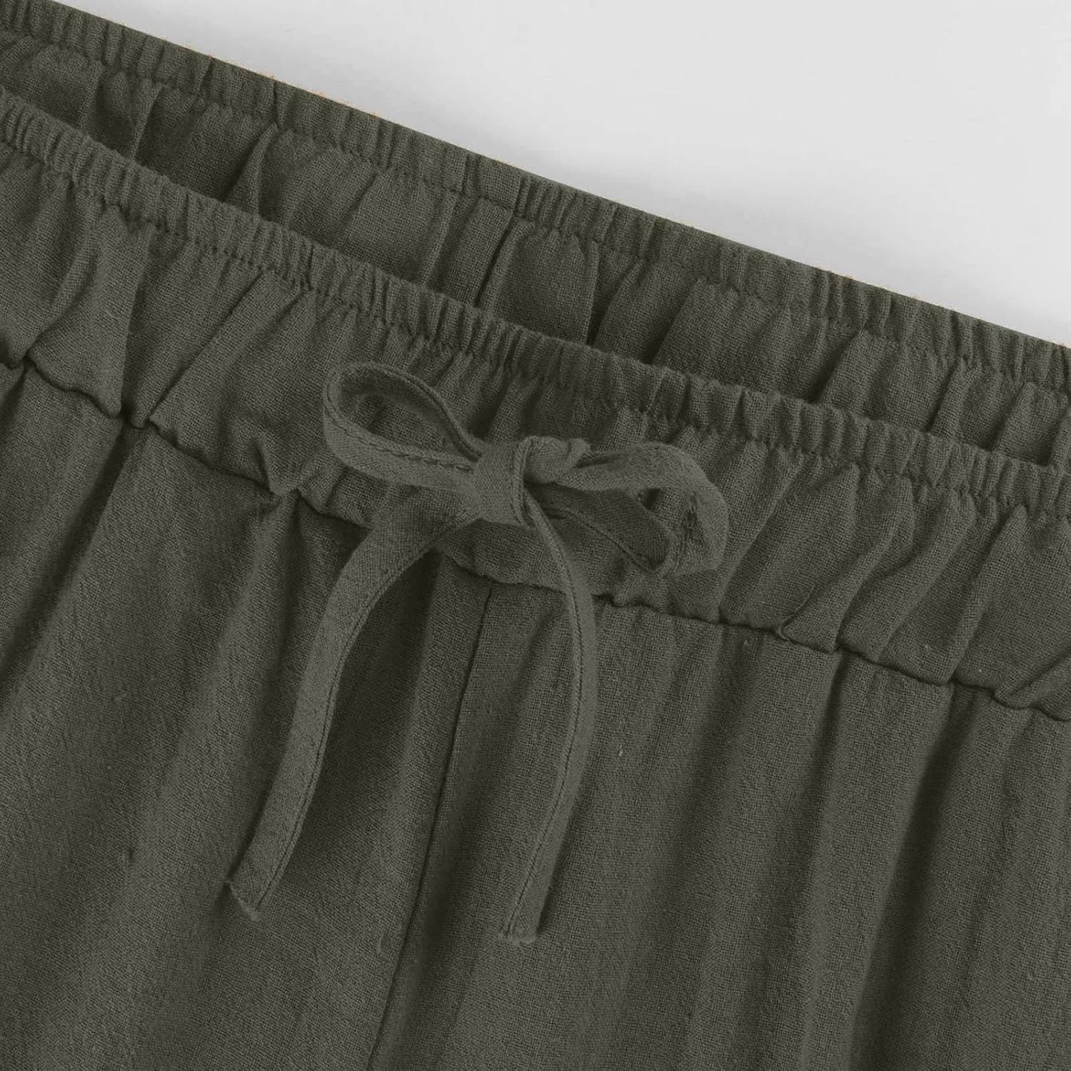 Cotton Linen Pants Women Summer Drawstring High Waisted Palazzo Casual Pants Straight Leg Beach Lightweight Lounge