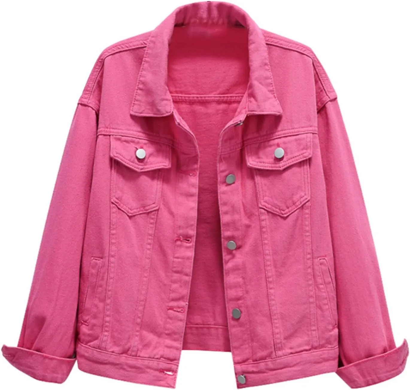 Cropped Denim Jacket for Women Long Sleeve Button Down Distressed Jean Jackets Vintage Western Shacket Jacket Pockets