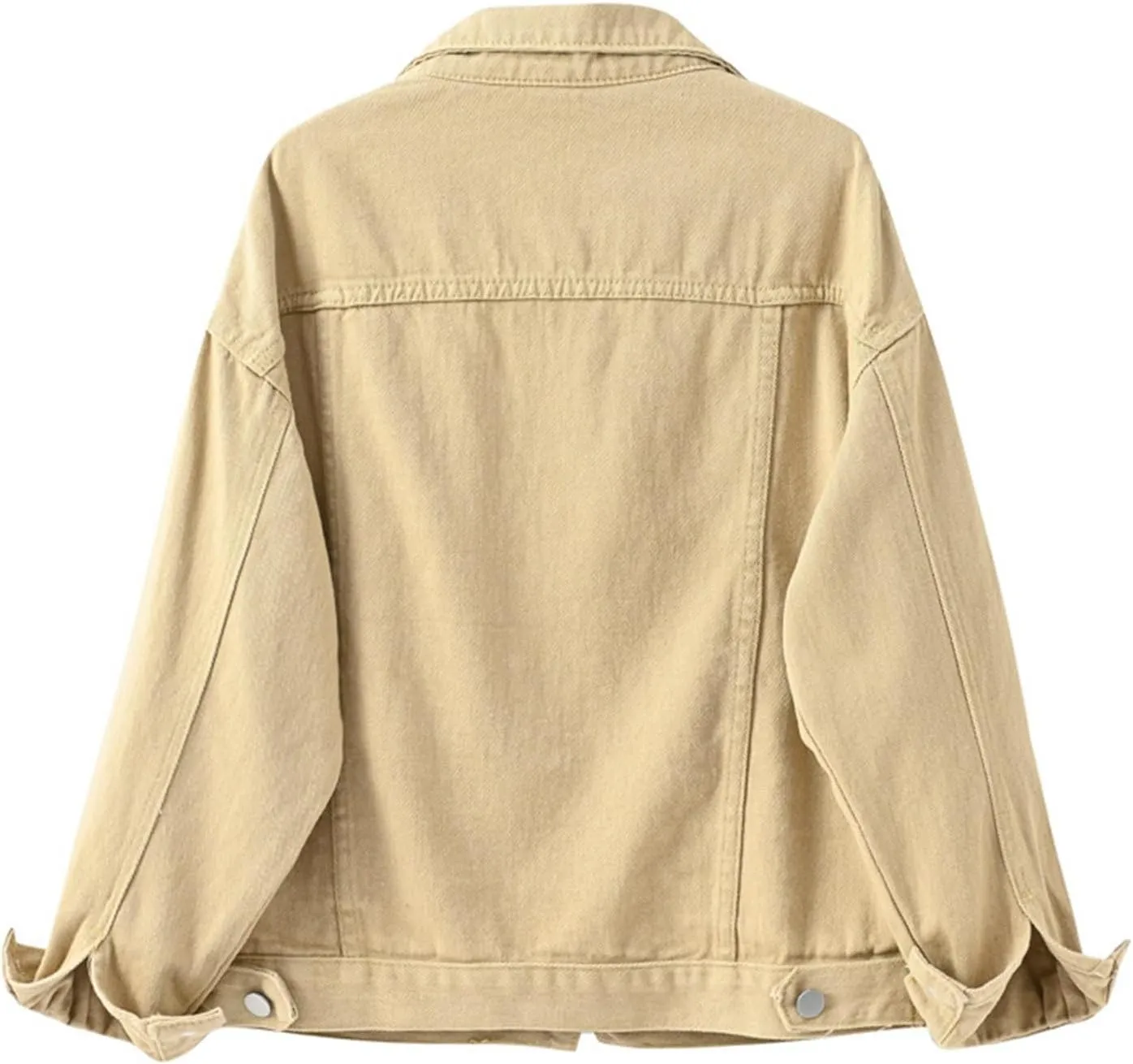 Cropped Denim Jacket for Women Long Sleeve Button Down Distressed Jean Jackets Vintage Western Shacket Jacket Pockets