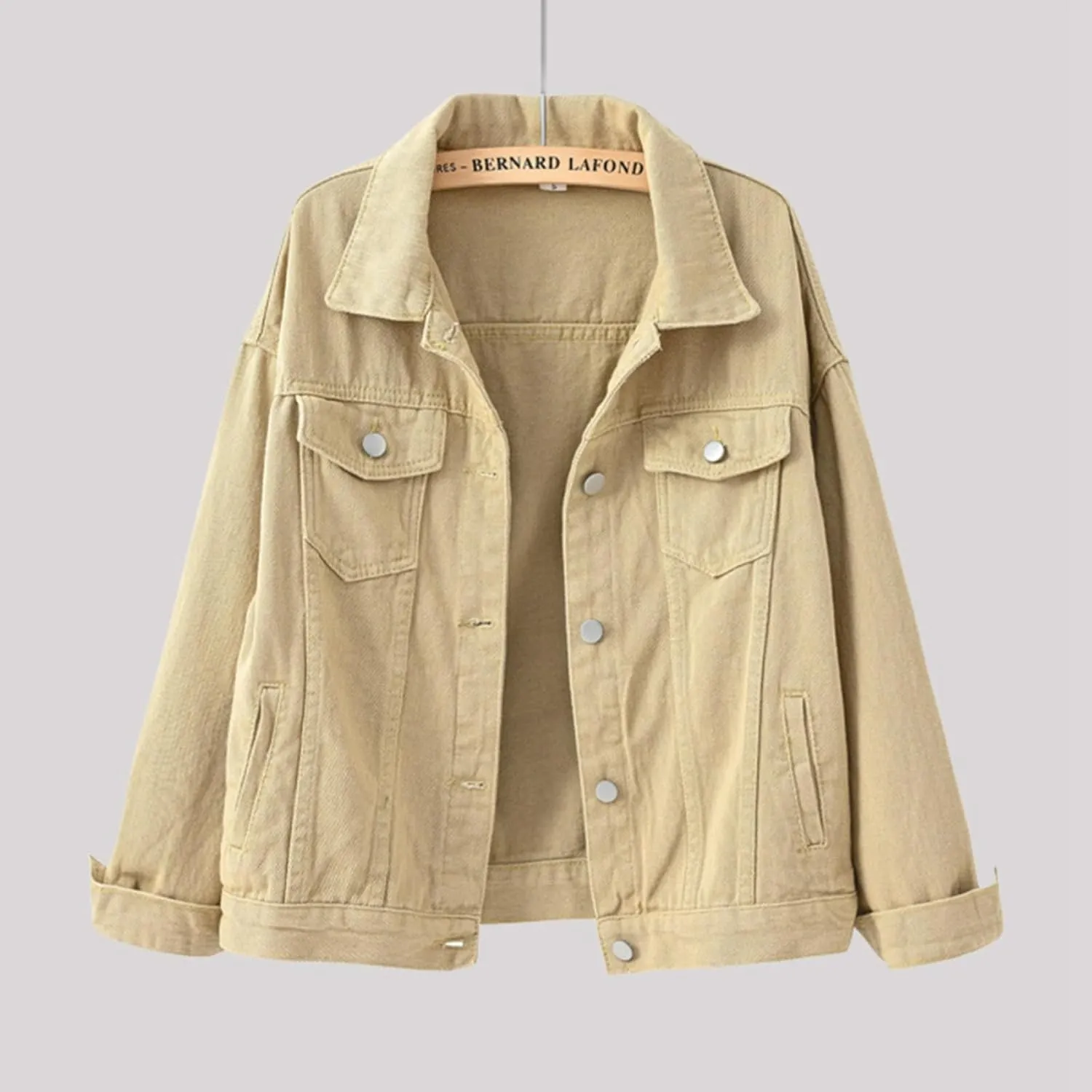 Cropped Denim Jacket for Women Long Sleeve Button Down Distressed Jean Jackets Vintage Western Shacket Jacket Pockets
