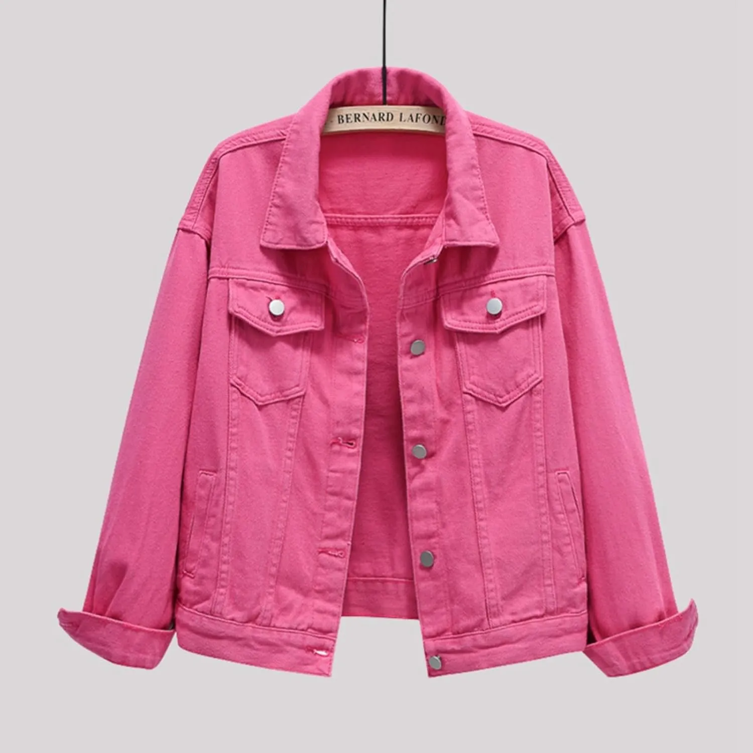 Cropped Denim Jacket for Women Long Sleeve Button Down Distressed Jean Jackets Vintage Western Shacket Jacket Pockets