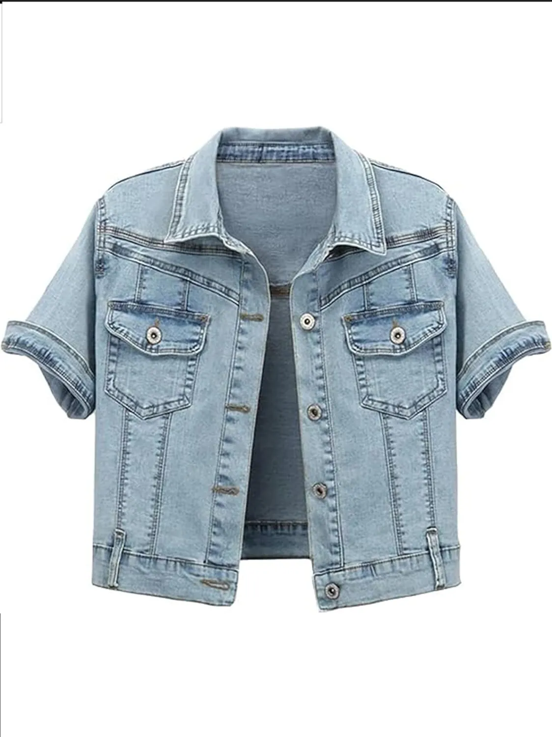 Denim Jacket For Women Jean Cropped Jacket Light Weight Soft Coat Fitted Thin Top Trendy Shacket