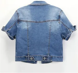 Denim Jacket For Women Jean Cropped Jacket Light Weight Soft Coat Fitted Thin Top Trendy Shacket