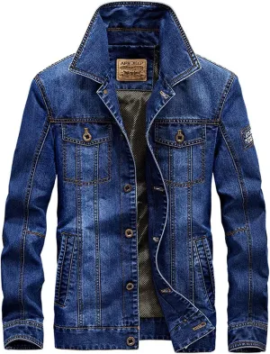 ebossy Men's Casual Distressed Denim Jacket Button Up Long Sleeve Trucker Moto Jean Coat