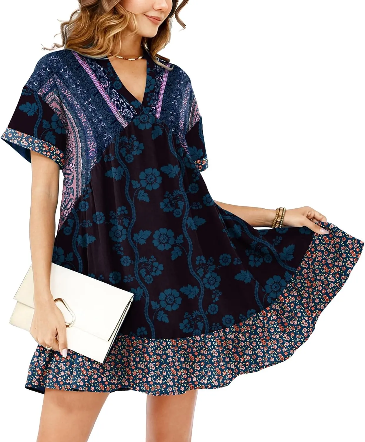 ETCYY NEW Summer Dresses for Women Oversized Short Sundresses Boho Beach Cover Up Dress