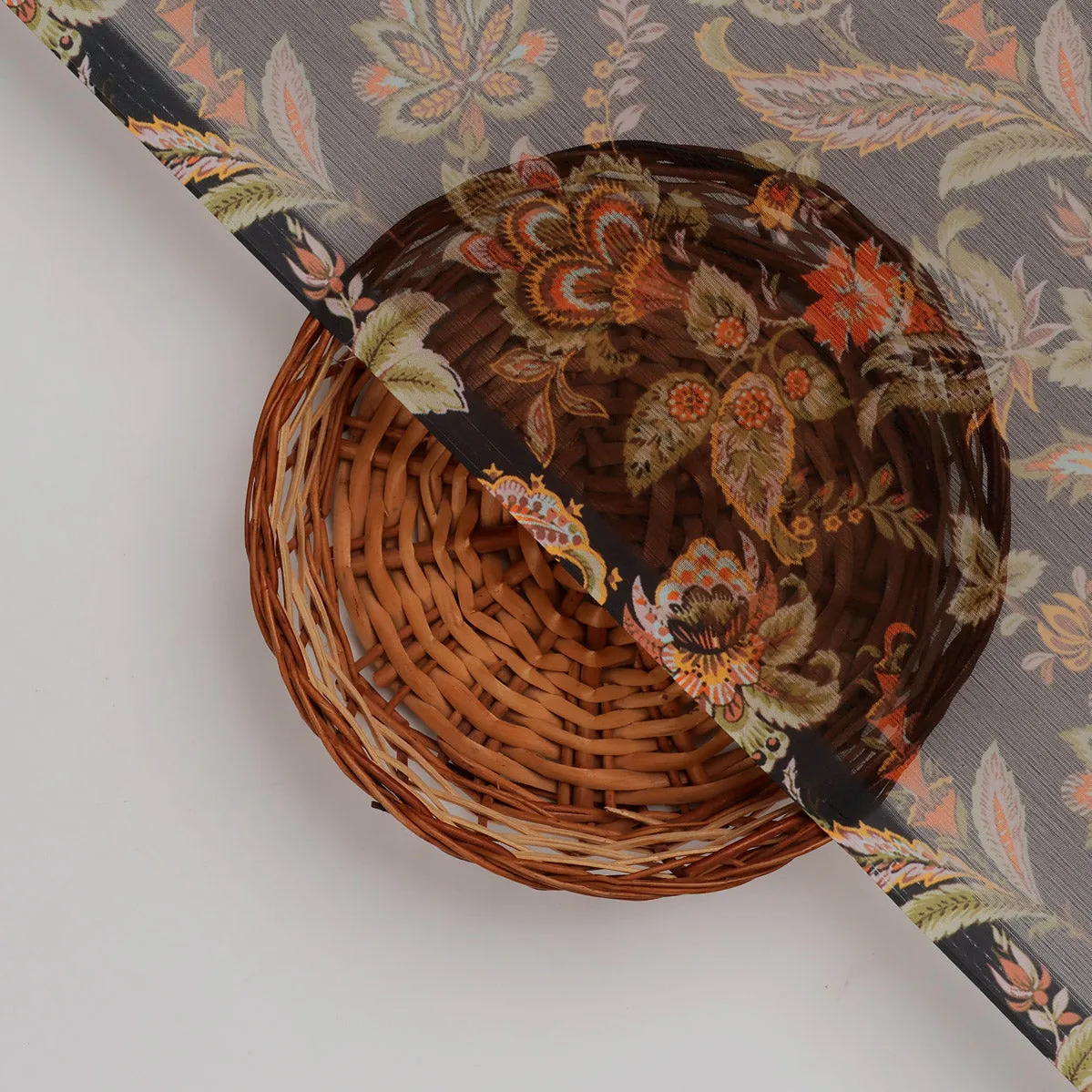 FAB VOGUE Studio Digital Printed Chiffon Fabric - Black Floral