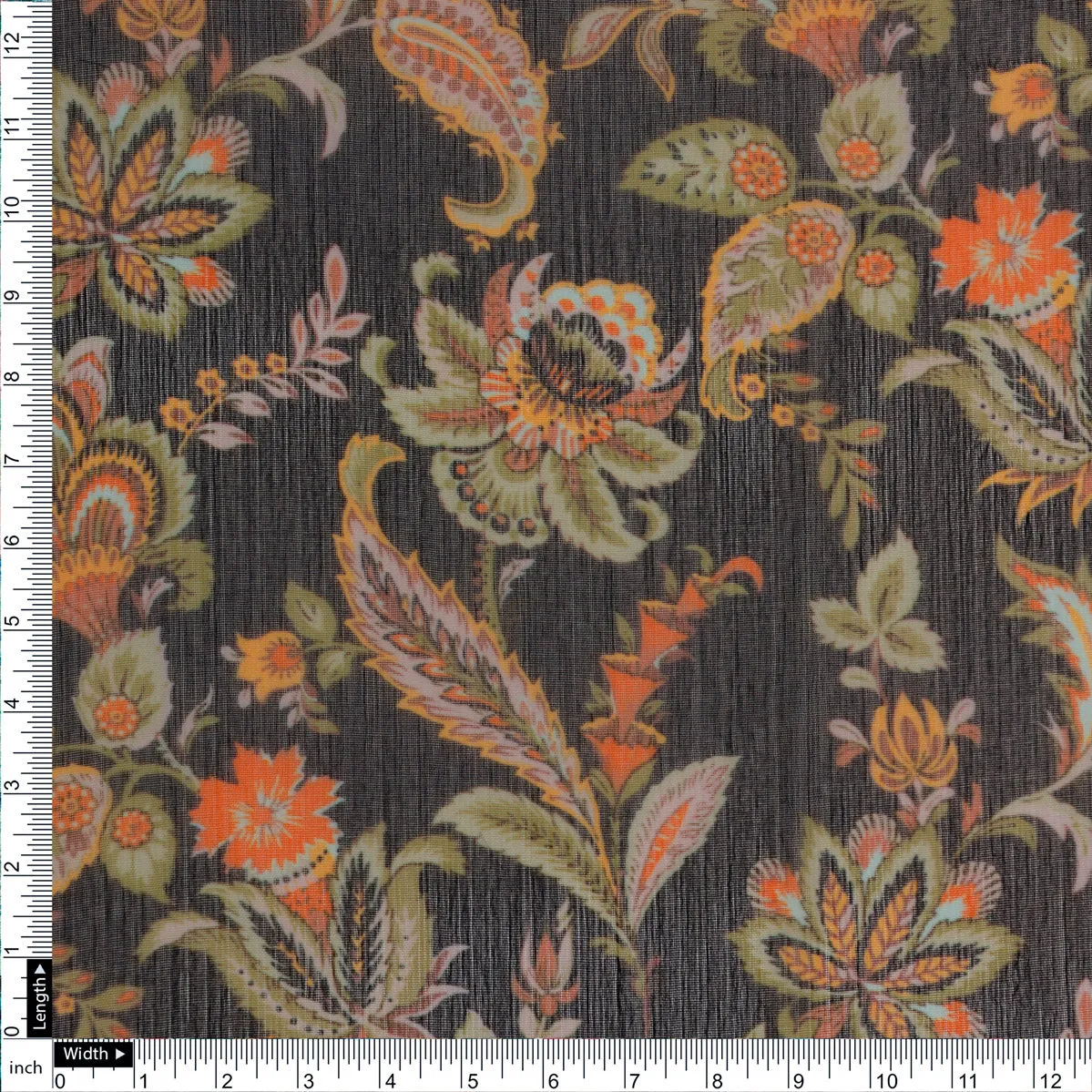 FAB VOGUE Studio Digital Printed Chiffon Fabric - Black Floral