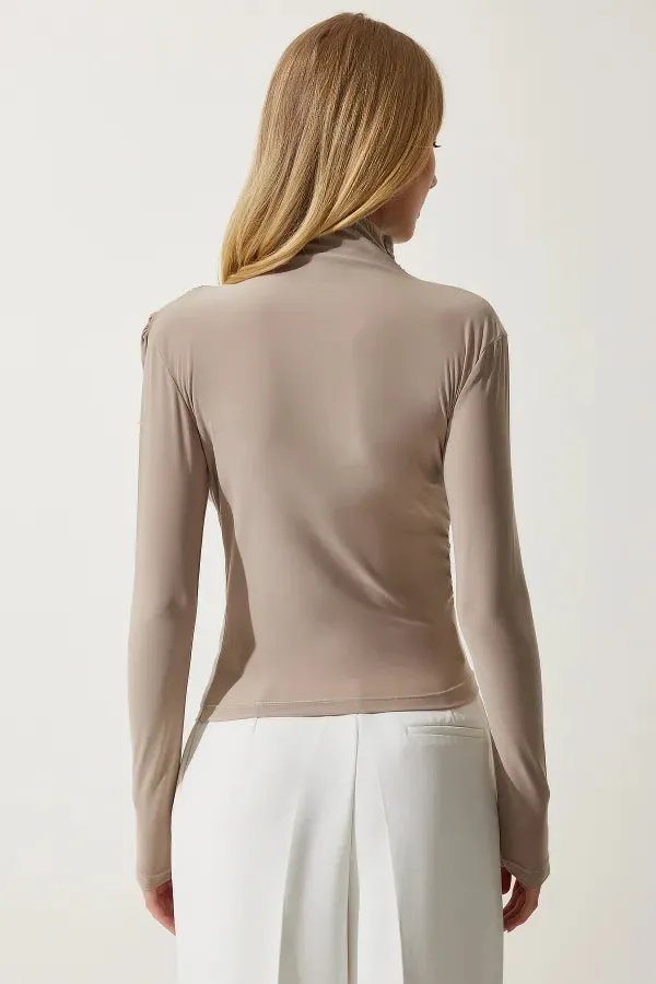 Fitted Beige Blouse