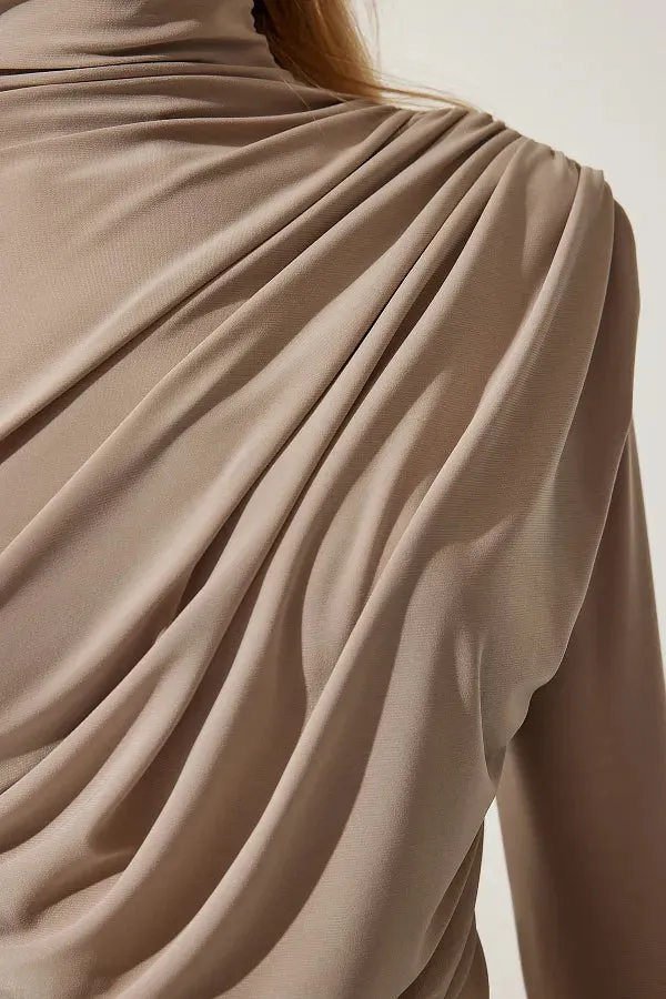 Fitted Beige Blouse