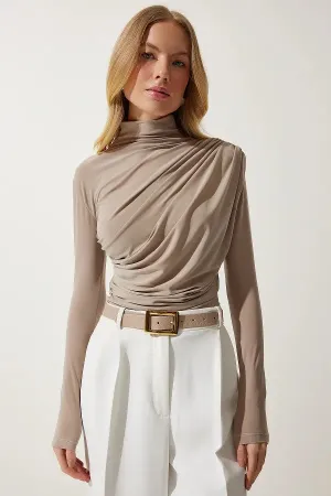 Fitted Beige Blouse