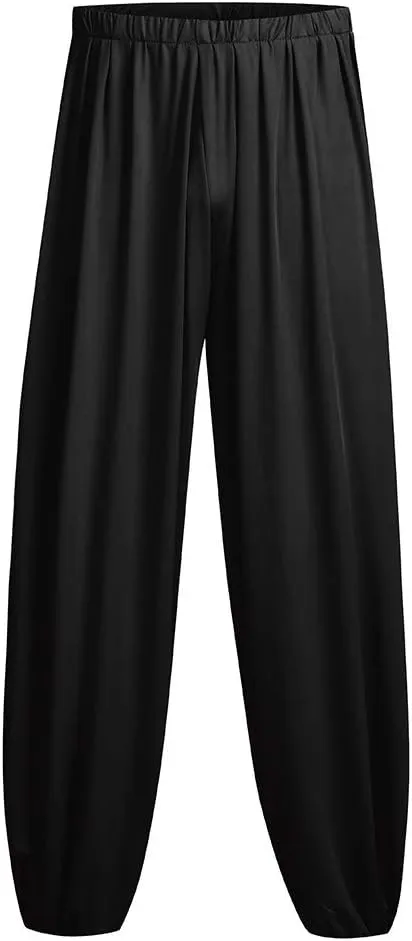 FZVYD Mens Super Soft Yoga Pants Trousers Lounge Pant Hippie Harem Pants Elastic Waist Baggy Boho Casual Drop Crotch Trouser