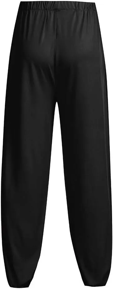 FZVYD Mens Super Soft Yoga Pants Trousers Lounge Pant Hippie Harem Pants Elastic Waist Baggy Boho Casual Drop Crotch Trouser