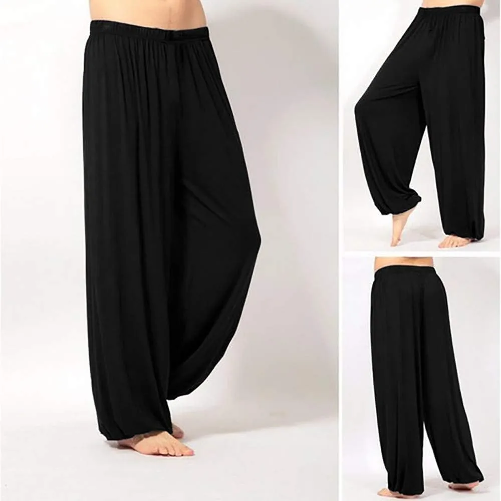 FZVYD Mens Super Soft Yoga Pants Trousers Lounge Pant Hippie Harem Pants Elastic Waist Baggy Boho Casual Drop Crotch Trouser