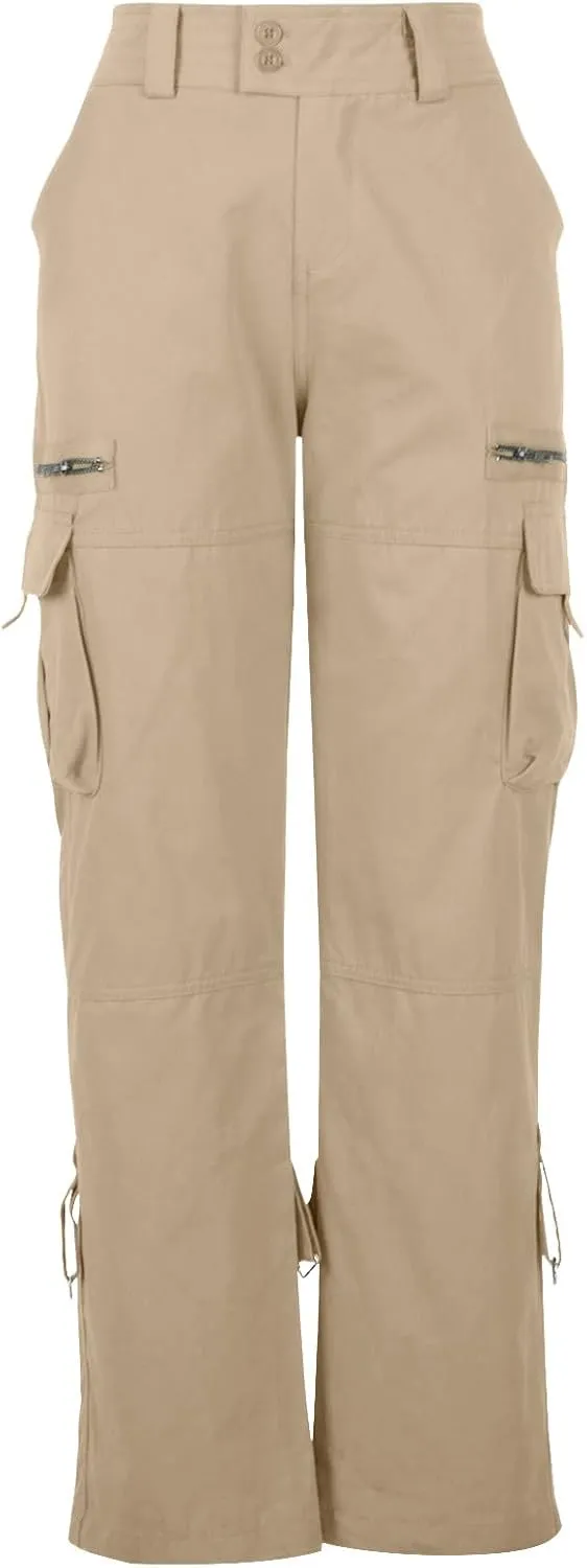 Gcvizuso Womens Cargo Joggers Pants Quick Dry Workout Pants Casual Hiking Trousers Elastic Waist Zipper Pocket Leggings