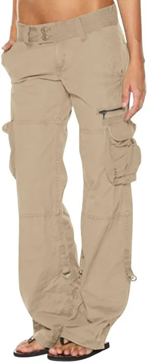 Gcvizuso Womens Cargo Joggers Pants Quick Dry Workout Pants Casual Hiking Trousers Elastic Waist Zipper Pocket Leggings