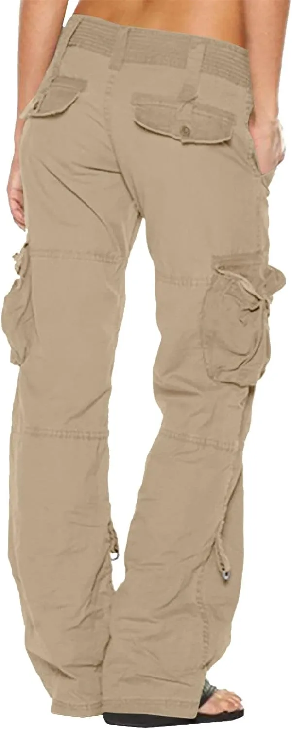 Gcvizuso Womens Cargo Joggers Pants Quick Dry Workout Pants Casual Hiking Trousers Elastic Waist Zipper Pocket Leggings