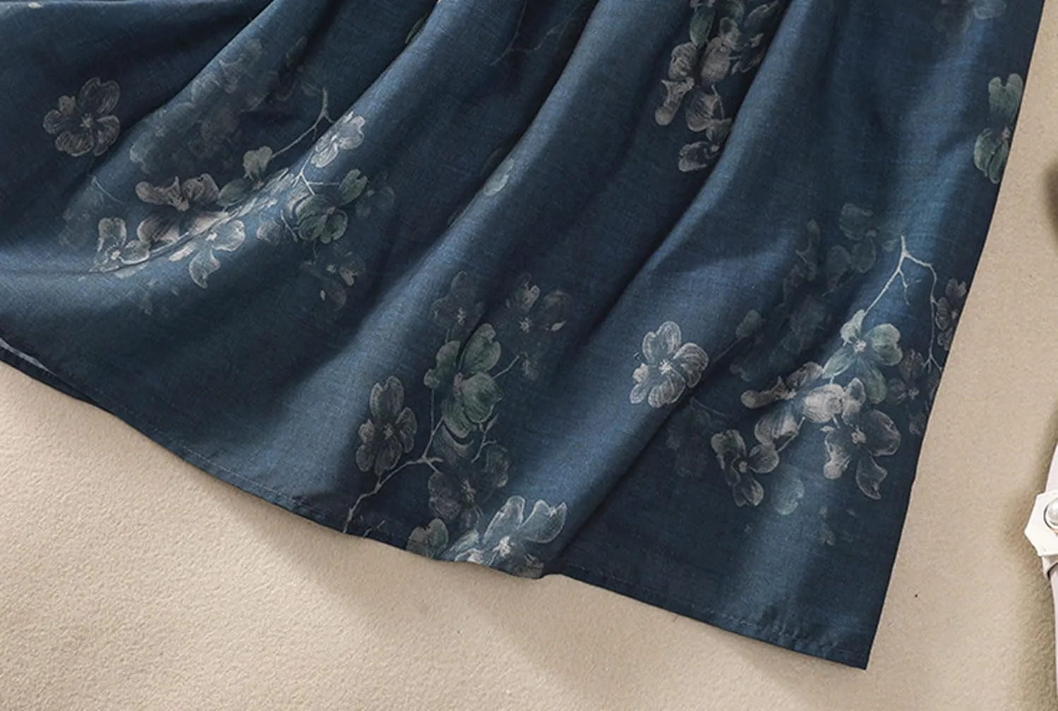 GGUHHU Womens Elegant Stretched High Waist A-Line Long Floral Skirts Pleated Swing Midiskirts
