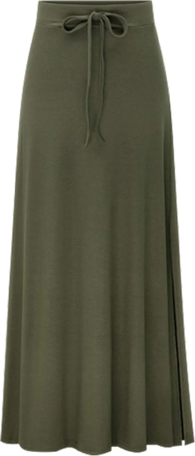 GGUHHU Women's Fashion Drawstring High-Waist Knit Pleated Long Skirts Midiskirts