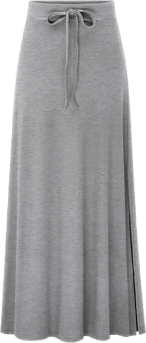 GGUHHU Women's Fashion Drawstring High-Waist Knit Pleated Long Skirts Midiskirts