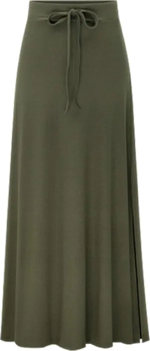 GGUHHU Women's Fashion Drawstring High-Waist Knit Pleated Long Skirts Midiskirts
