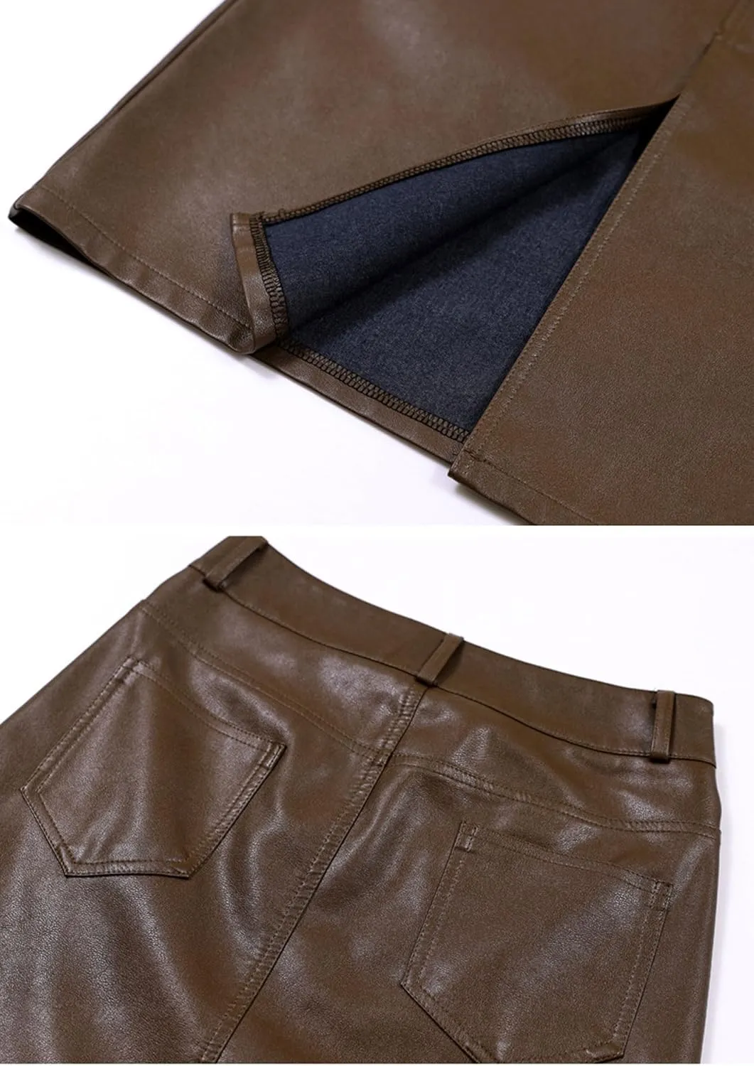 GGUHHU Womens Retro High Waist Faux Leather Long Skirt Package Hip Slim Fit Midiskirts