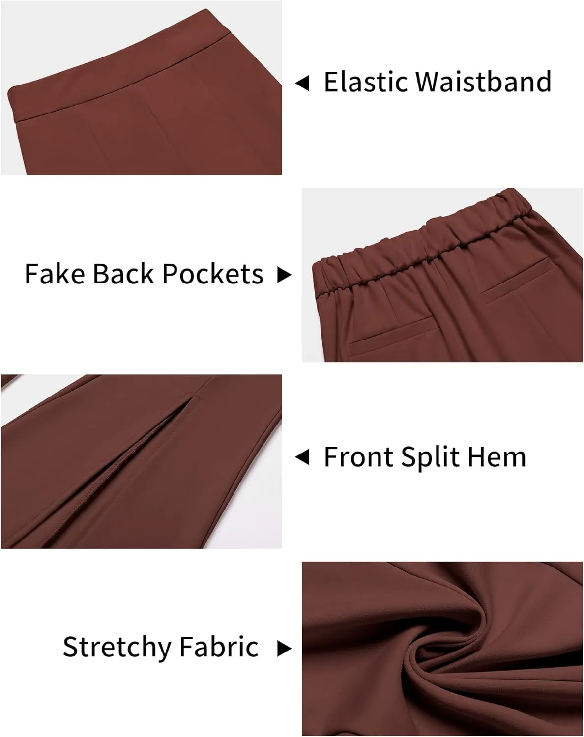 GRAPENT Dress Pants Wide Leg Pants for Women Flare Pants Pull On Business Casual Work Trousers Split Hem Slacks