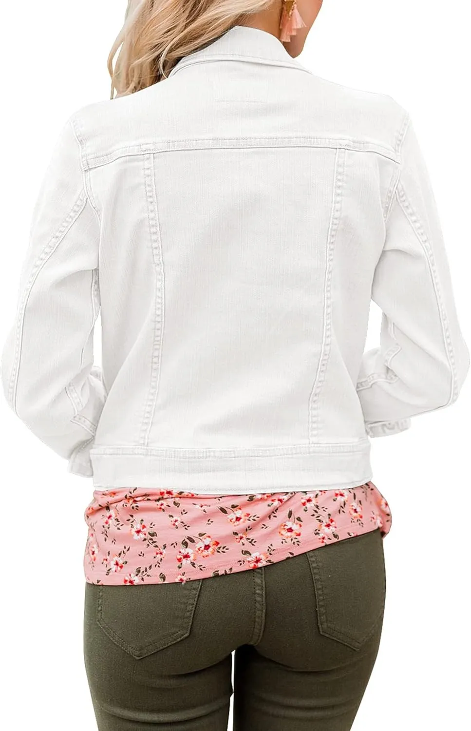 GRAPENT Women's Basic Button Down Long Sleeve Stretchy Jean Trucker Denim Jacket