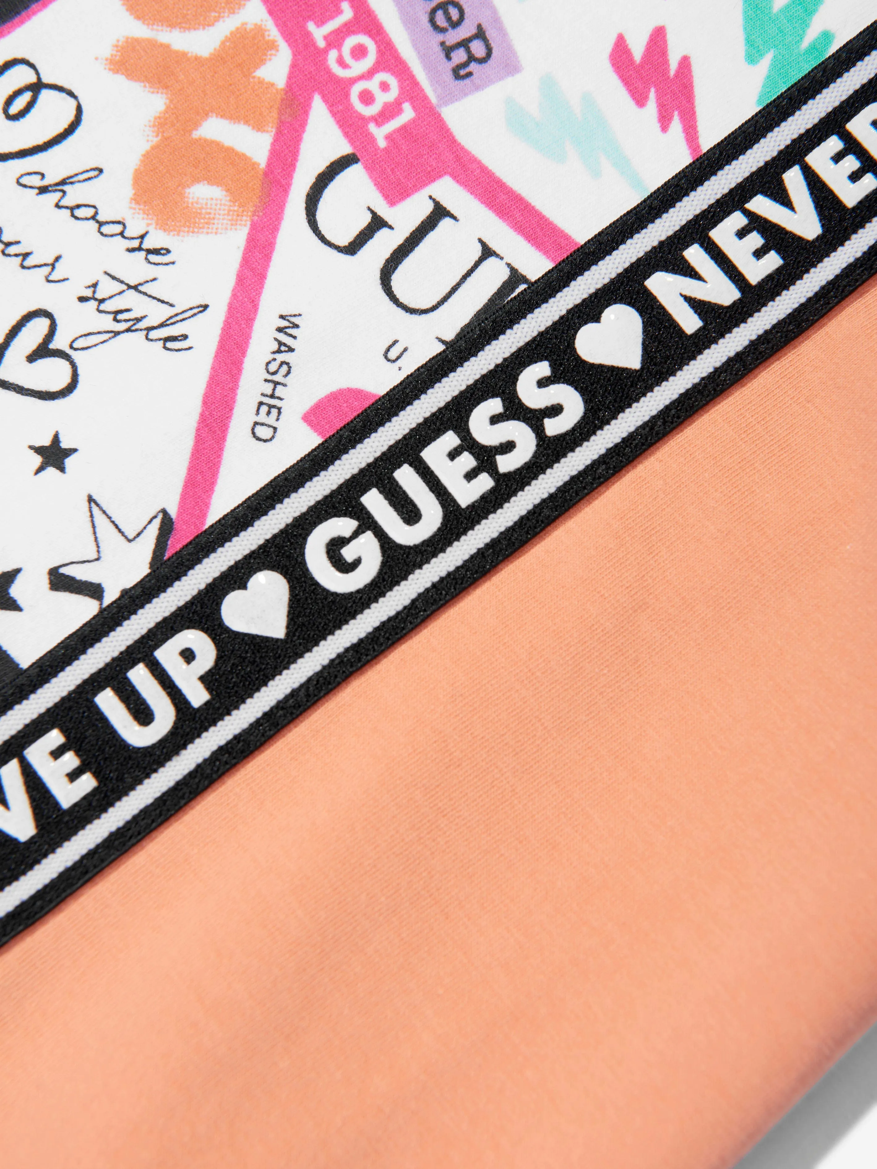 Guess Girls Graffiti Print T-Shirt in Orange