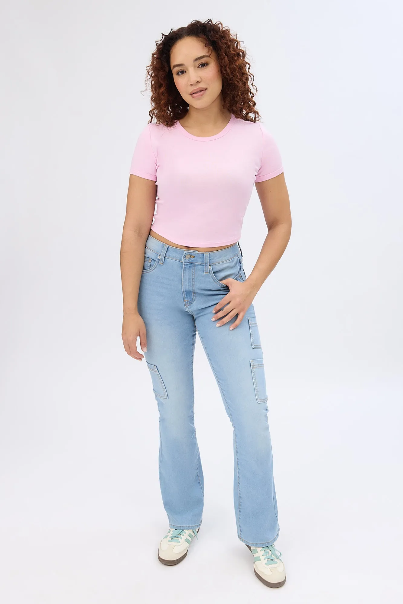 High Rise Cargo Bootcut Jeans