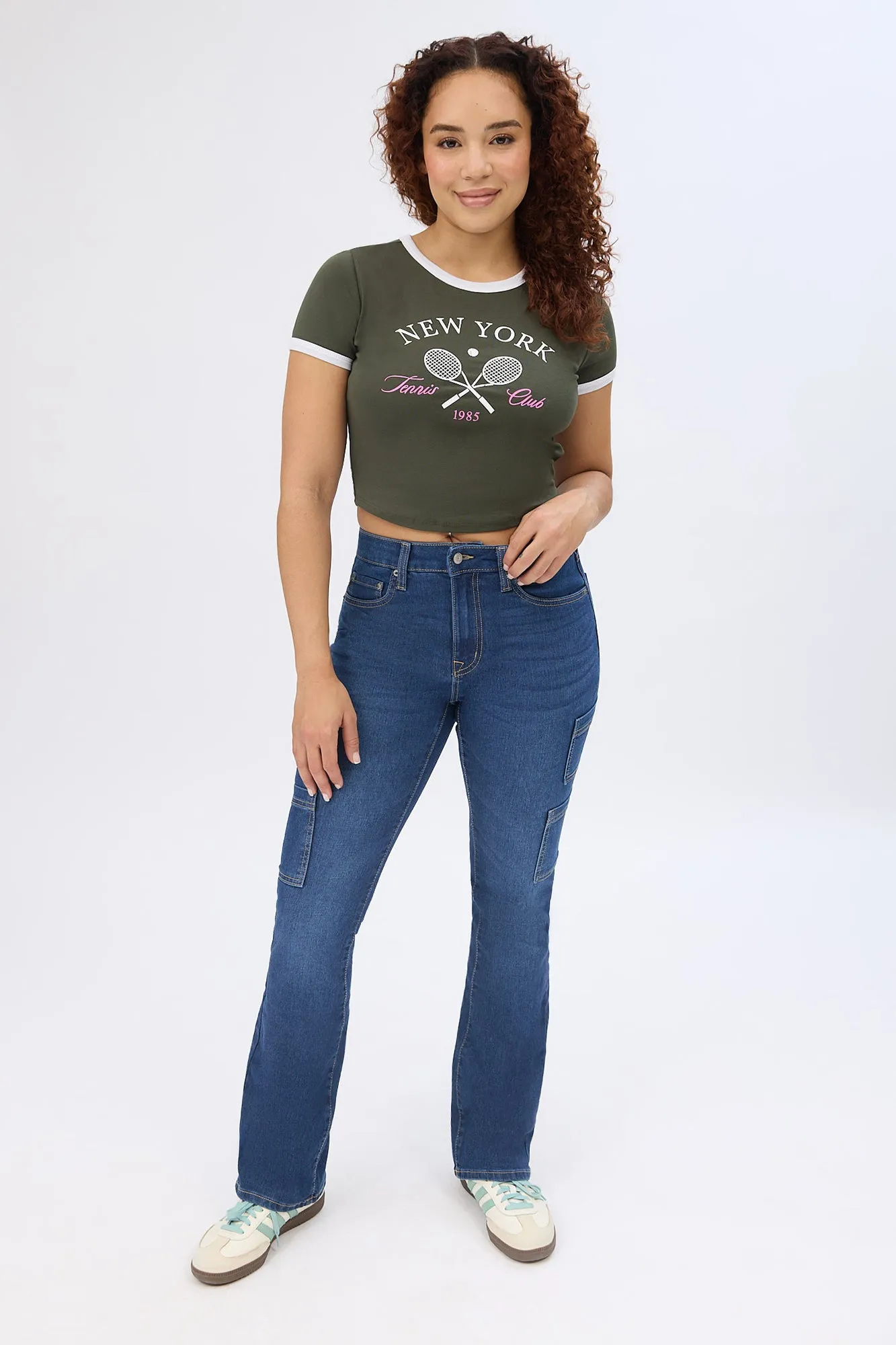 High Rise Cargo Bootcut Jeans