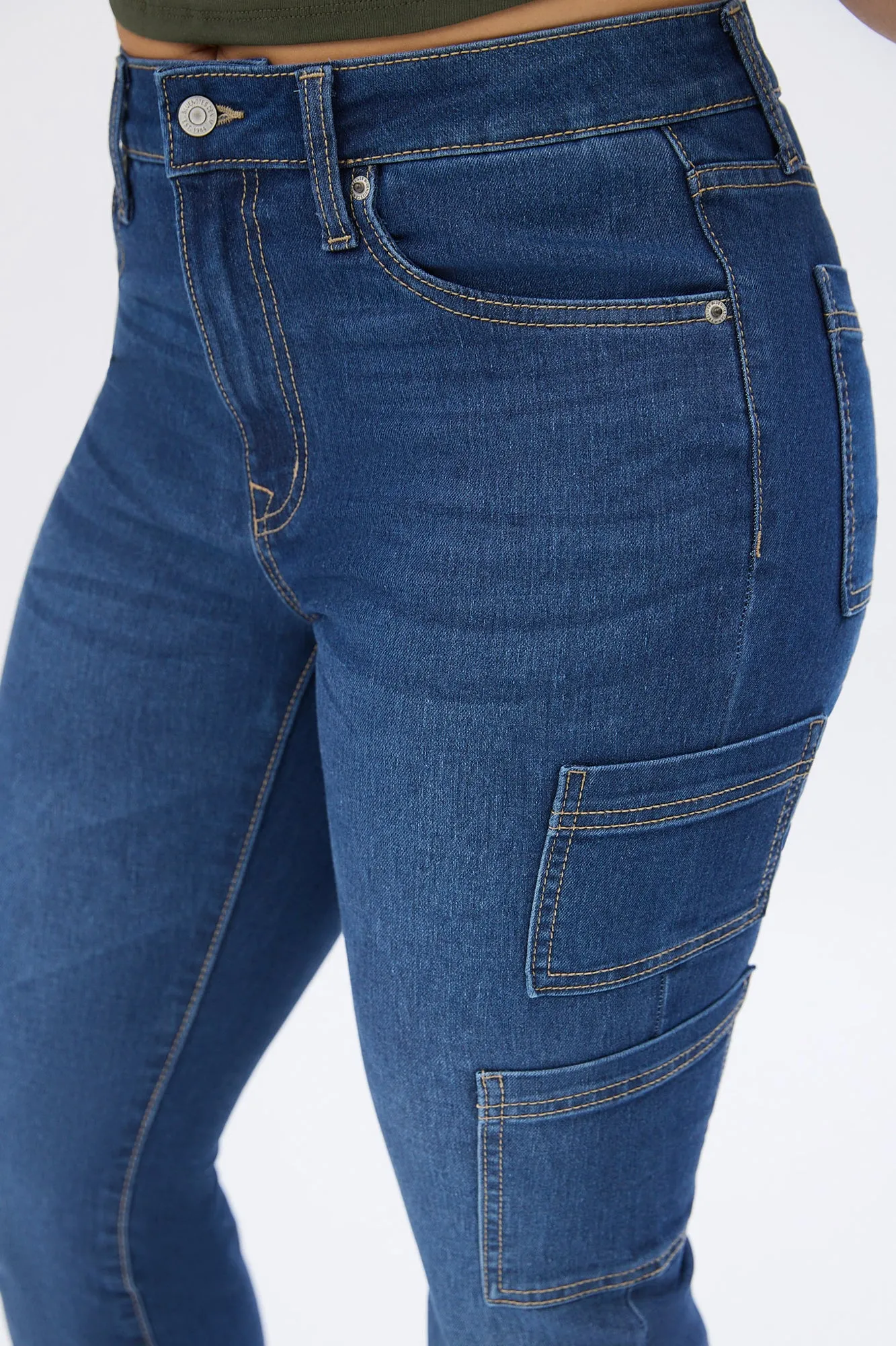 High Rise Cargo Bootcut Jeans