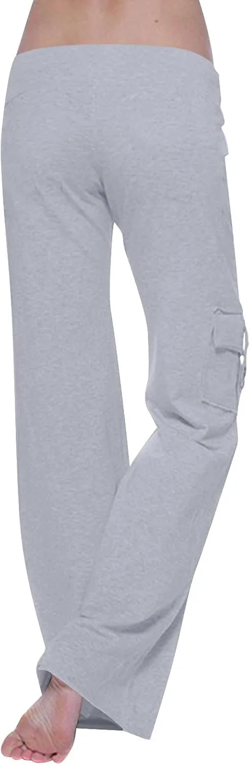 High Waist Stretch Cargo Pants for Women Casual Military Army Cargo Combat Work Pants with Pockets Bootcut Trousers