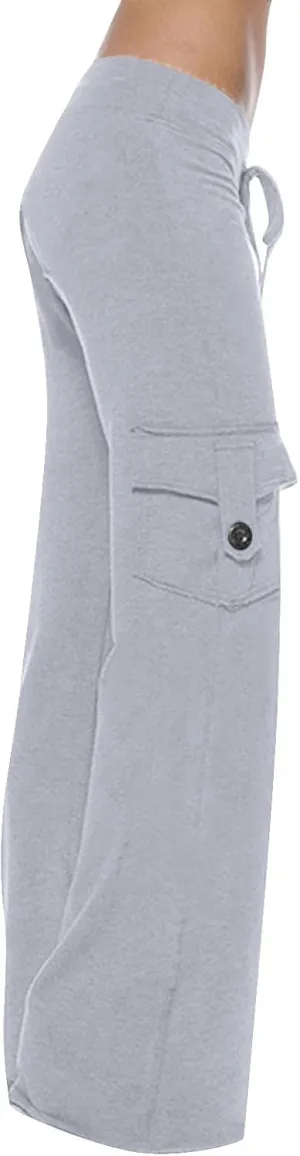High Waist Stretch Cargo Pants for Women Casual Military Army Cargo Combat Work Pants with Pockets Bootcut Trousers