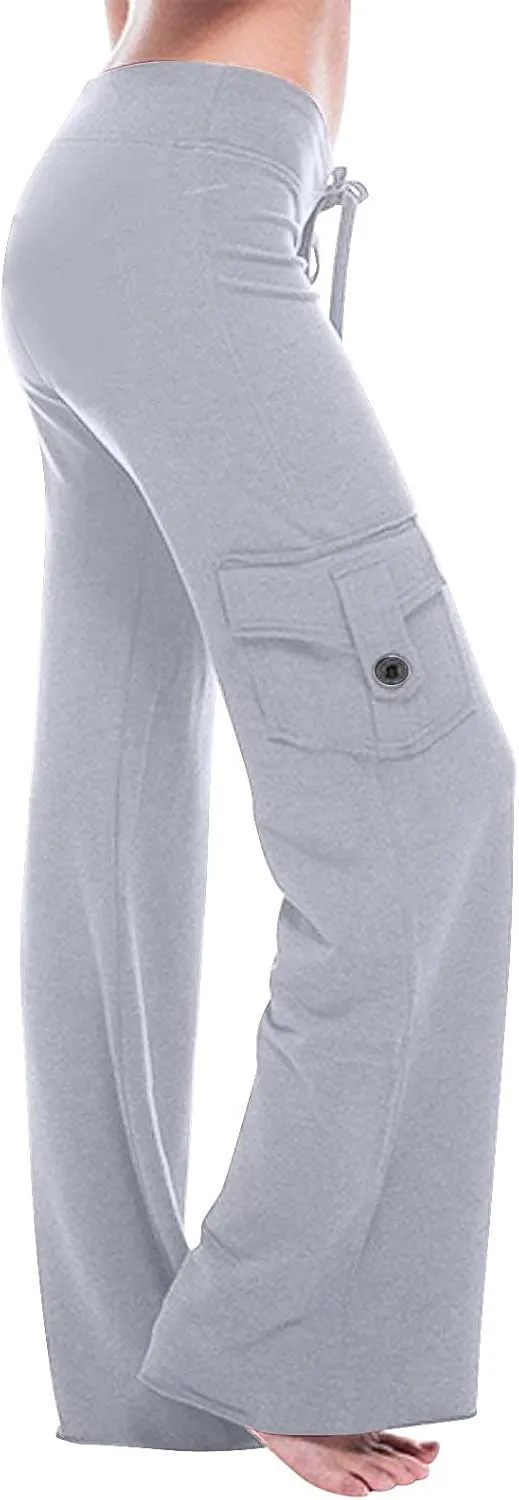 High Waist Stretch Cargo Pants for Women Casual Military Army Cargo Combat Work Pants with Pockets Bootcut Trousers