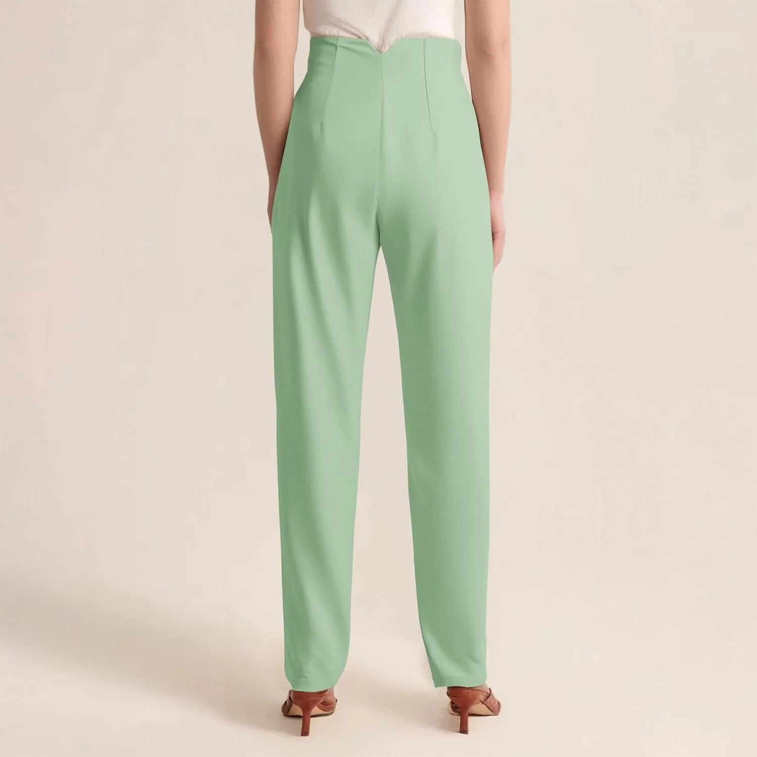 High Waisted Wide Leg Office Work Dress Pants for Women Business Casual Pull on Straight Leg Slacks Trousers Pockets