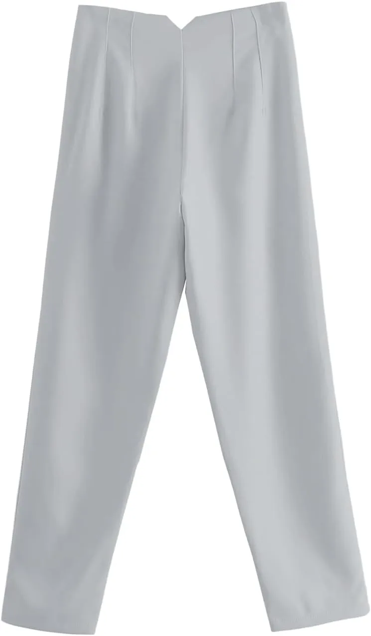 High Waisted Wide Leg Office Work Dress Pants for Women Business Casual Pull on Straight Leg Slacks Trousers Pockets