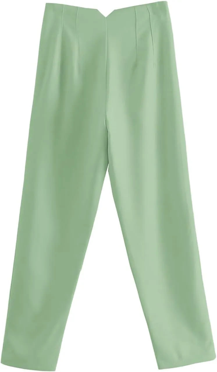 High Waisted Wide Leg Office Work Dress Pants for Women Business Casual Pull on Straight Leg Slacks Trousers Pockets
