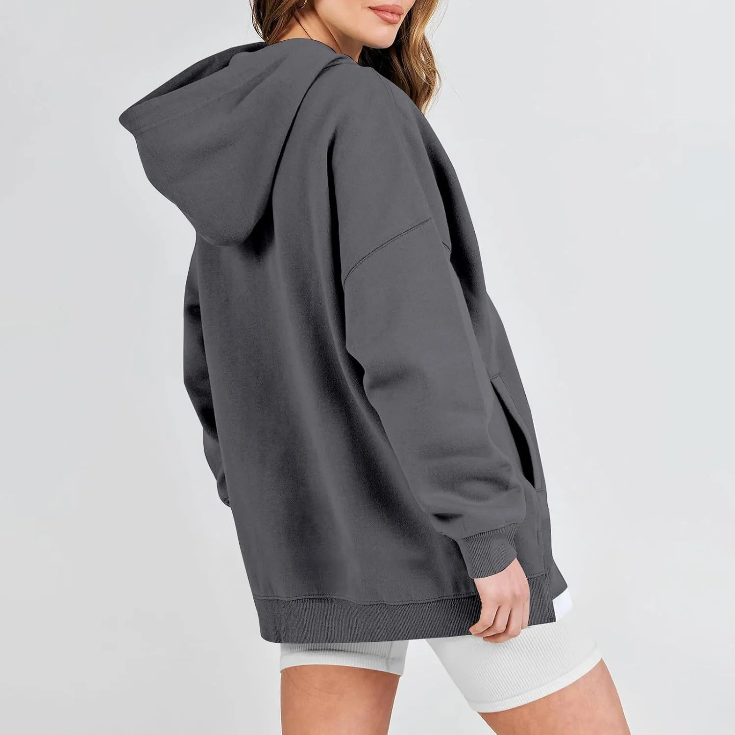 Hoodies for Women Oversized Sweatshirts Basic Hooded Neck Long Sleeve Shirts Lightweight Pullover Tops with Pocket