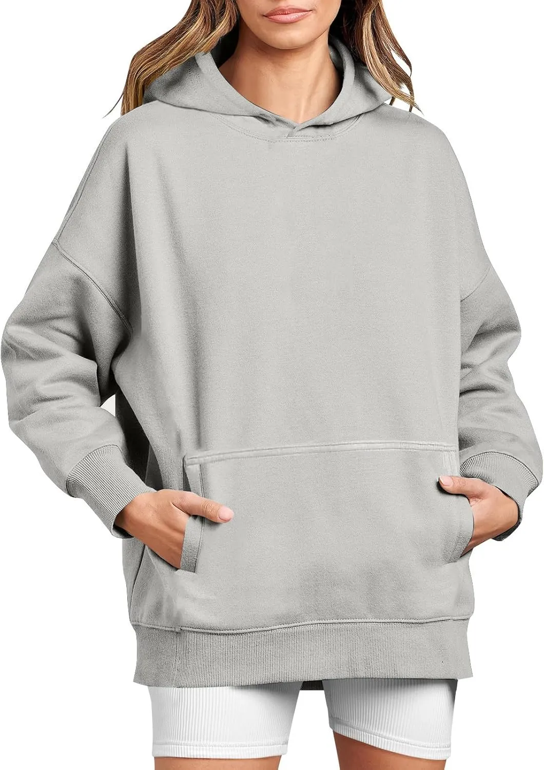 Hoodies for Women Oversized Sweatshirts Basic Hooded Neck Long Sleeve Shirts Lightweight Pullover Tops with Pocket