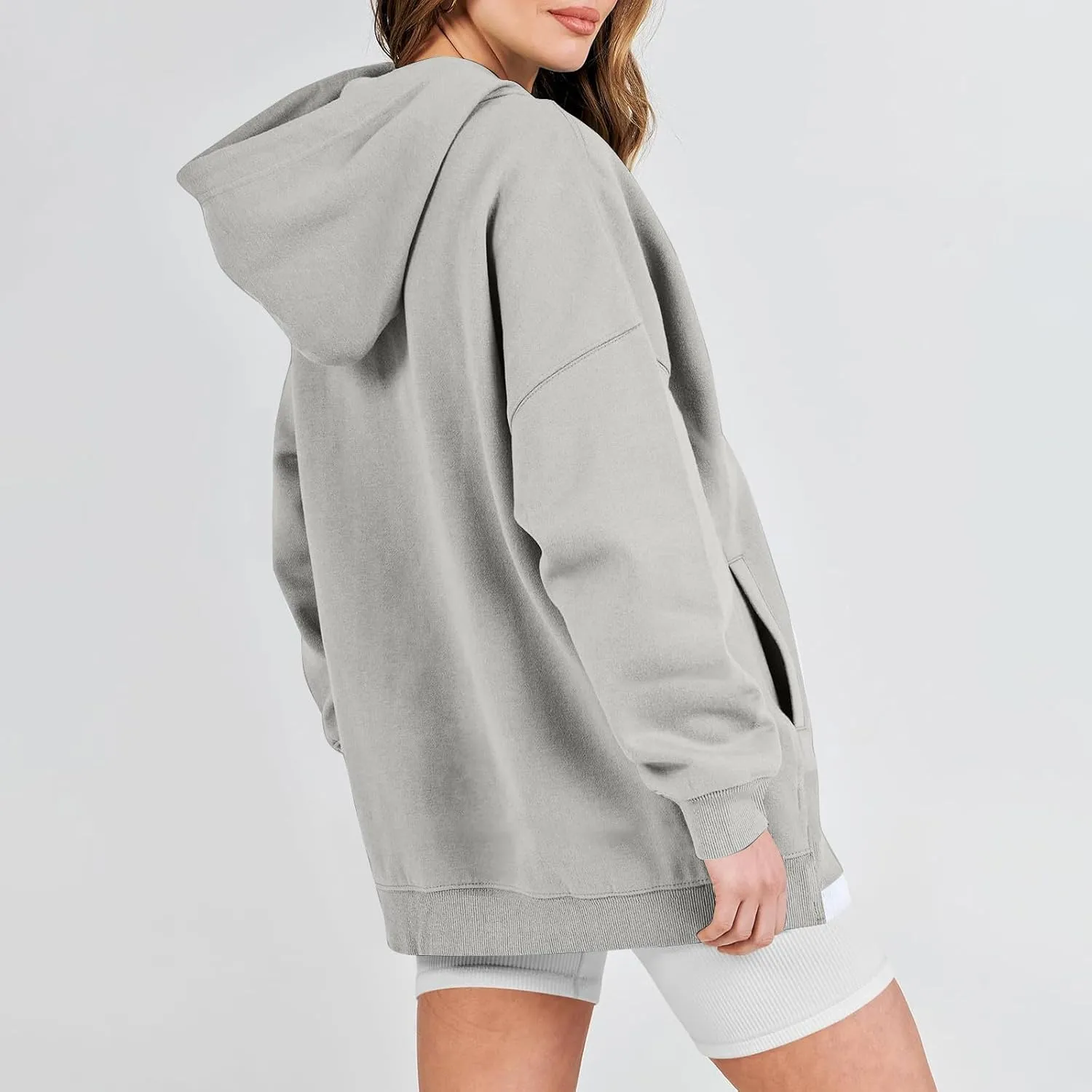Hoodies for Women Oversized Sweatshirts Basic Hooded Neck Long Sleeve Shirts Lightweight Pullover Tops with Pocket