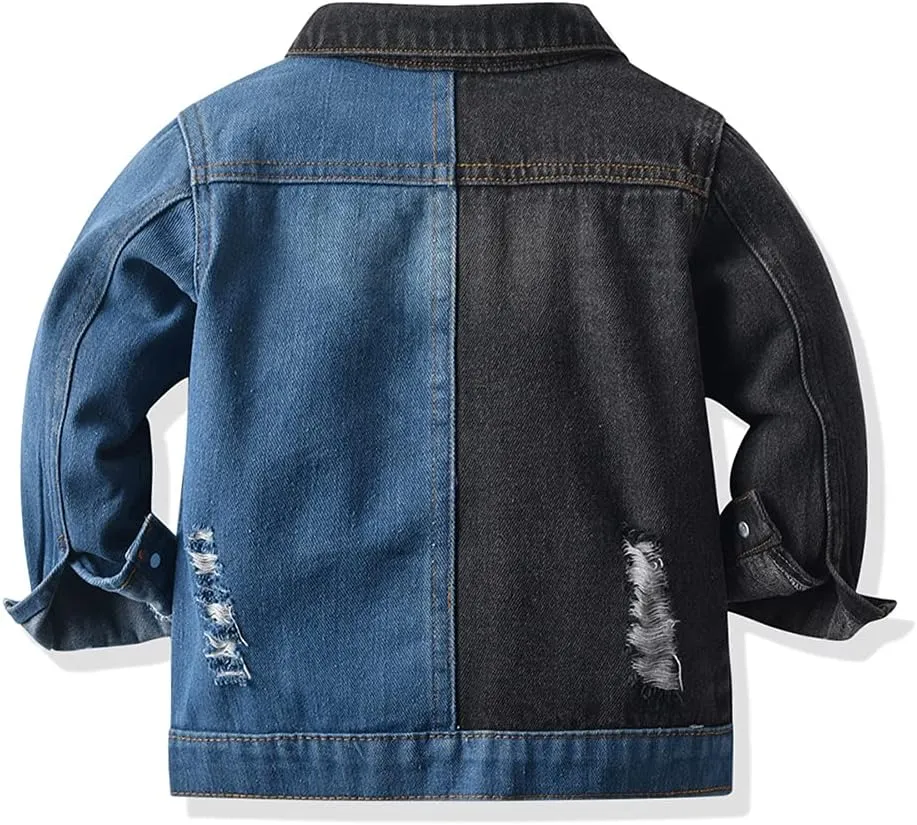 IMEKIS Toddler Baby Denim Jackets Button Down Jeans Coat Ripped Hooded Top Fall Cowboy Outwear Clothes for Kids Girls Boys