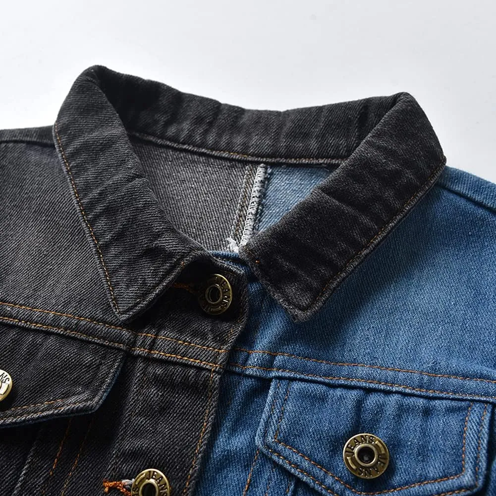 IMEKIS Toddler Baby Denim Jackets Button Down Jeans Coat Ripped Hooded Top Fall Cowboy Outwear Clothes for Kids Girls Boys