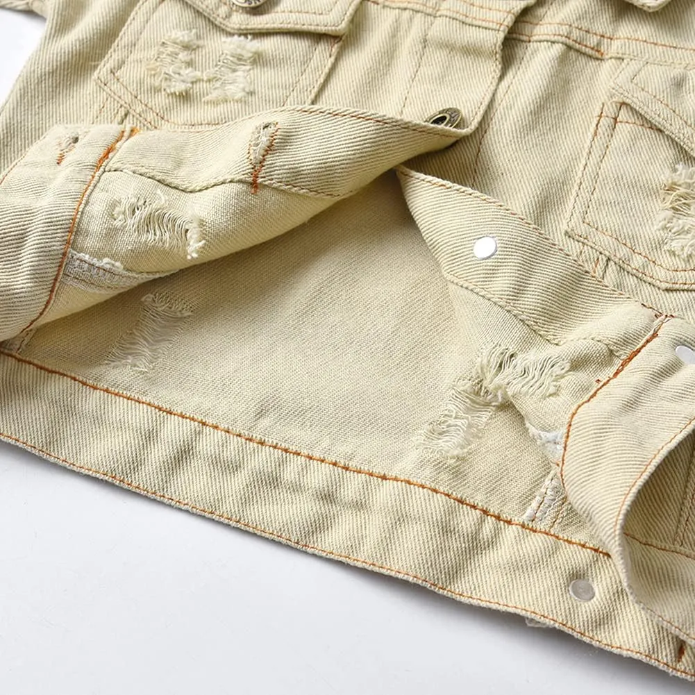 IMEKIS Toddler Baby Denim Jackets Button Down Jeans Coat Ripped Hooded Top Fall Cowboy Outwear Clothes for Kids Girls Boys