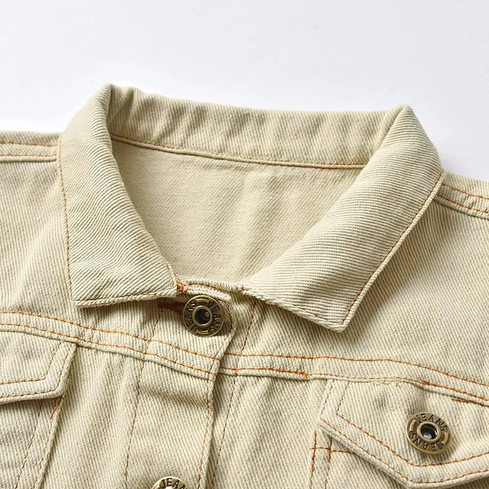 IMEKIS Toddler Baby Denim Jackets Button Down Jeans Coat Ripped Hooded Top Fall Cowboy Outwear Clothes for Kids Girls Boys