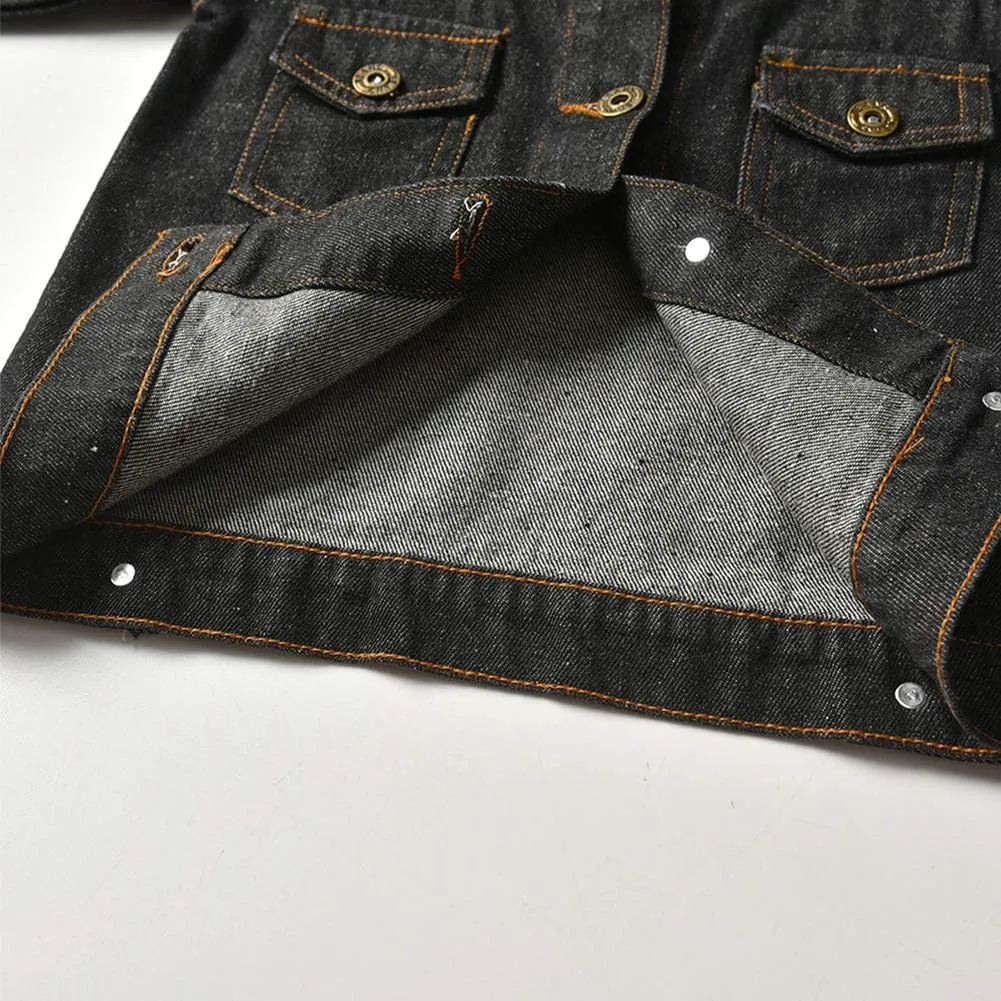 IMEKIS Toddler Baby Denim Jackets Button Down Jeans Coat Ripped Hooded Top Fall Cowboy Outwear Clothes for Kids Girls Boys