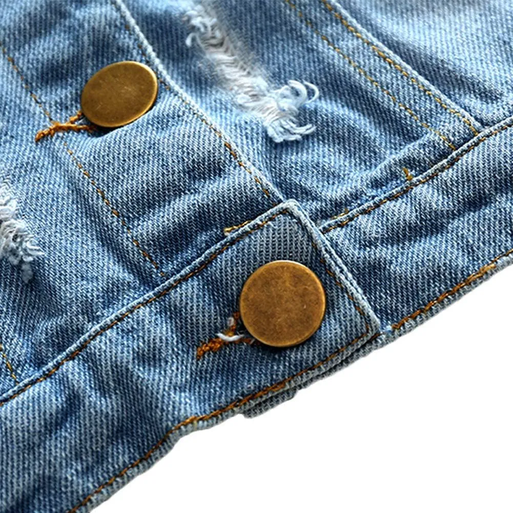 IMEKIS Toddler Baby Denim Jackets Button Down Jeans Coat Ripped Hooded Top Fall Cowboy Outwear Clothes for Kids Girls Boys