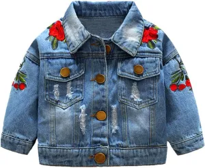 IMEKIS Toddler Baby Denim Jackets Button Down Jeans Coat Ripped Hooded Top Fall Cowboy Outwear Clothes for Kids Girls Boys