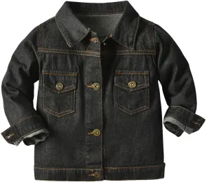 IMEKIS Toddler Baby Denim Jackets Button Down Jeans Coat Ripped Hooded Top Fall Cowboy Outwear Clothes for Kids Girls Boys