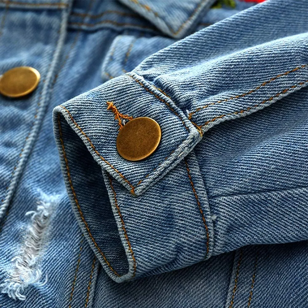IMEKIS Toddler Baby Denim Jackets Button Down Jeans Coat Ripped Hooded Top Fall Cowboy Outwear Clothes for Kids Girls Boys